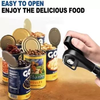 Safe Cut Can Opener Smooth Edge Can Opener handheld Food Grade Stainless Steel Cutting Can Opener for Kitchen & Restaurant чёрный