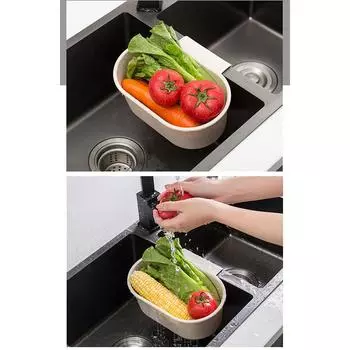 Safe Durable Drainer Rack Drain Basket Drain Rack Storage Rack Hanging Drain Wet Dry Waste Separate Kitchen Sink Garbage Can Gadgets Plastic Jewelry серый