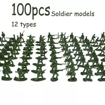 Sagit 100 шт. Военный игровой набор, пластиковые игрушечные солдатики, мужские фигурки 3,8 см