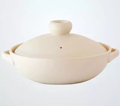 Saji Pottery Shallow Earthen Pot 8 Ivory Banko Ware Made in Japan No. 1.5L (for 3-4 people) 10-802 кремовый