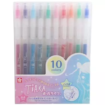 Sakura Шариковая ручка Ballsign Tiara Limited 10 Ручка на водной основе Cray-Pas, Кнопка, Издание, Цвета, GBRA208T-10
