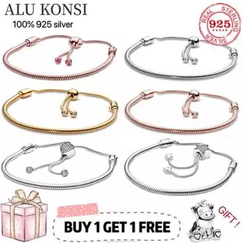 Sale High Quality Real 100 %925 Sterling Silver Pan Bracelet Love Heart Bracelet For Women Fit Original Diy Charm Jewelry 16cm