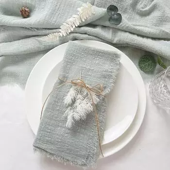 Салфетки из хлопкового крепа 40 шт. 32x32 см, кухонная скатерть с текстурой ретро-зазубрин, салфетки для столовых приборов, декор для обеденного стола в деревенском стиле абрикосовый
