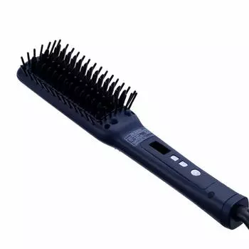SALONIA Hair Iron Straight Negative Ion Bangs Curl External Hair [Heat Brush] [Slim Navy] SL-012NVS