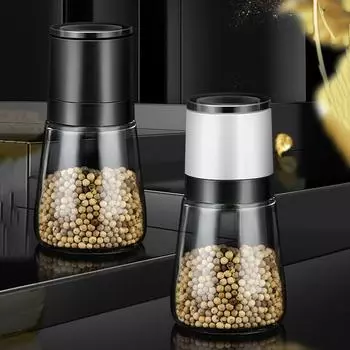 Salt And Pepper Grinder Refillable Pepper Shaker With Adjustable Thickness Spice Container Kitchen Manual Grinder Spice Mill белый