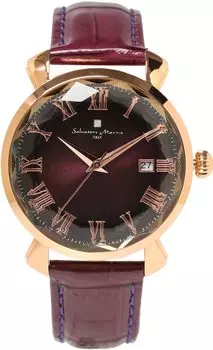[Salvatore Mara] Watch Multifaceted Glass Leather Strap Gradient Women s Purple Pink Gold SM22151-PGPL