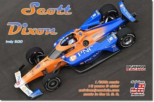 Salvinos Jr Models Scott Dixon Chip Ganassi Racing 2024 Indy 500 Plastic Model HMC2023CED 1/20 (Car)