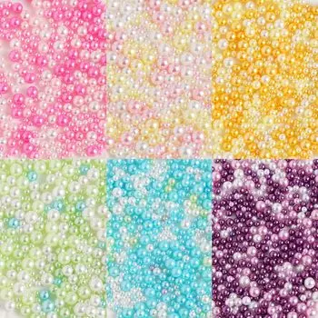 Samcos Resin Pearl Pearl Beads Набор из 6 цветов, без отверстий, жемчужин Kongo Sunpou, аксессуары, детали, заполненные смолой, детали для ногтей, материал, радужная жемчужина, декор