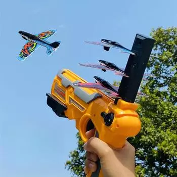 Самолет Пусковая установка Bubble Catapult с 6 маленькими игрушечными самолетами, забавные игрушки для детей, самолет, катапульта, пистолет, стреляющая игра, подарок