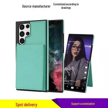 Чехол для телефона Samsung Flip Card Insert Sticker Anti-Theft - совместим с S23U, S22, A54, A14 - однотонный, открывается вверх/вниз S22 чёрный