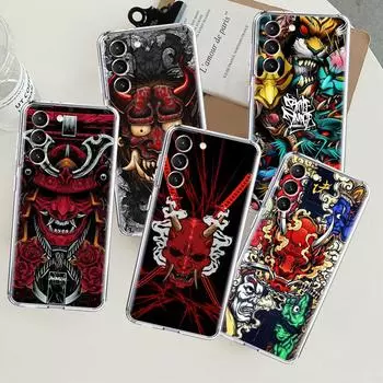 Samurai Oni Mask Clear Case For Samsung Galaxy S22 S20 FE S21 S10 S9 Plus Note 20 Ultra 10 Lite Soft TPU Phone Shell Samsung S21 5G