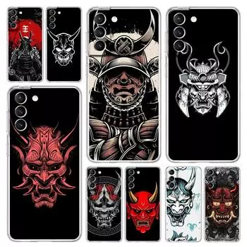 Samurai Oni Mask Phone Case For Samsung Galaxy S22 S21 S20 FE Ultra 5G S10 S10E S9 S8 Plus Note 10 20 Soft Clear Silicone Cover Samsung S10e