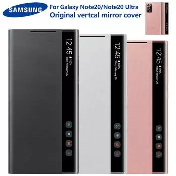 Samusng Оригинальный вертикальный зеркальный прозрачный Smart View Flip для Samsung Galaxy Note20 Note 20 Note 20 Ultra Note20 Ultra View Flip Cover Case For Galaxy Note 20 чёрный