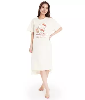 SAN1660 Hello Kitty комнатная одежда мини флисовая женская комнатная одежда с коротким рукавом пижама Sanrio Hellokitty размер [SAZAC] овсянка/ML