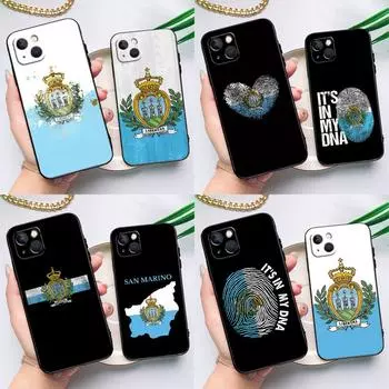 San Marino Flag Phone Case For iPhone 15 13 12 11 14 Pro Max Mini X XR XS MAX SE 2020 7 8 Plus Back Cover iPhone 12 Pro