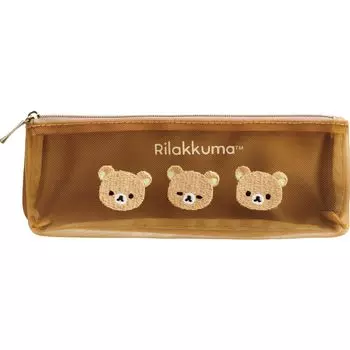 San-X Rilakkuma Everyone is Full and Full Mesh Pen Pouch Rilakkuma PT16201 Size: H7 x W21 x D6cm