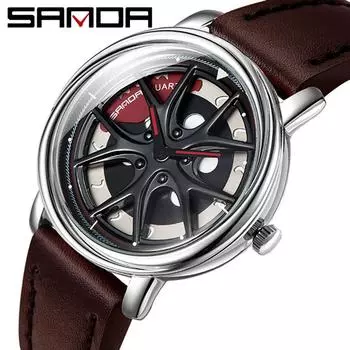 SANDA New Time To Work Модные личностные мужские часы Креативные студенческие спортивные часы с ремнем