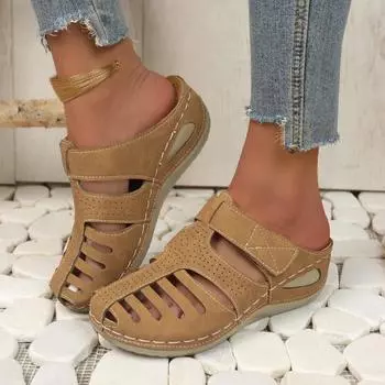 Sandalia de cua ortopdica para mujer, Calzado Casual Cuero Vintage, antideslizante, estilo vintage, Calidad Superior, 35 чёрный