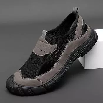 Sandals 2025 summer trend versatile personality outdoor hole shoes men driving one pedal hollow lazy shoes 38 серый