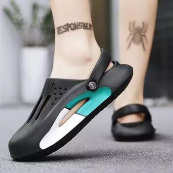 Sandals Man Summer Slippers For Men Hole Shoes Slip-resistant Rubber Cheap Korean Style High Quality Fashion 2024 Style Sale 39
