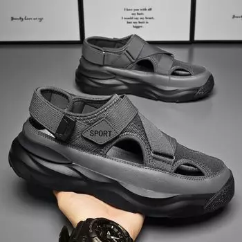 Sandals men s 2025 new summer outer wear mesh hollow deodorant bag head hole shoes thick sole non-slip Shoes 39
