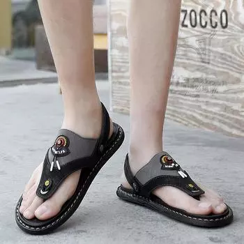 Sandals Men s New Summer Casual Flip Flops Personality Fashion Dual-Use Sandals Trendy Soft Bottom 38 чёрный