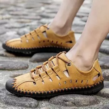 Sandals men s spring new men s hollow sandals hole shoes breathable non-slip beach shoes men s big shoes 38