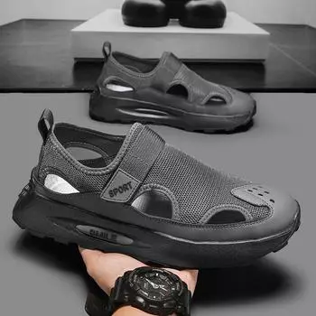 Sandals men s summer outdoor non-slip wading casual sports sandals thick-soled wear-resistant driver driving hole beach shoes 39 серый