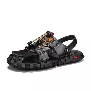 Sandals men s summer outer wear sports non-slip and wear-resistant outdoor mountaineering dual-purpose driving beach Vietnam towing Shoes 38 чёрный