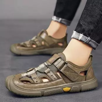 Sandals men s summer wear non-slip and deodorant sports beach outdoor wading bag head sandals Vietnamese dad men s shoes 39 серый