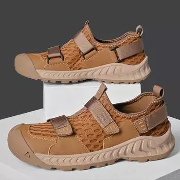 Sandals summer breathable mesh outdoor non-slip mountaineering travel shoes casual versatile Velcro men s shoes light and comfortable 38 коричневый