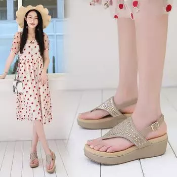 Sandals women 2024 summer new crystal large size foam platform women sandals shoeswomen 37 красный