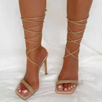 Sandals women s heel square head anklet strap large size women s shoes 2025 new shoes women s shoes 36 белый