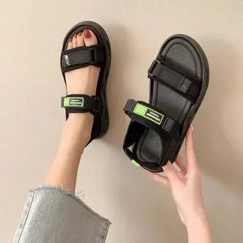 Sandals Women s Outside 2024 Comfortable Flat Shoes Versatile Beach Shoes Spring/Summer New Soft Sole Sandal Women 35-36 бежевый