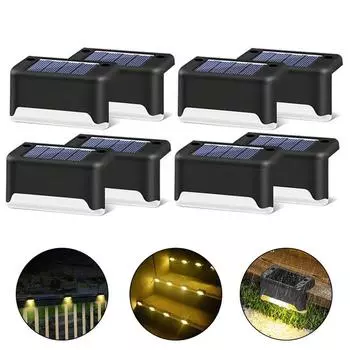 SanjiCook LED Solar Stepped Lamp Intelligent Light Control Induction Outdoor Railing Fence Step Decoration Landscape Lighting White Light