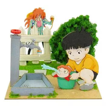 Sankei MP07-38 Studio Ghibli Миниатюрная Рыбка Поньо на утёсе, Сосукэ и Рыбка Поньо и Фудзимото Немасштабная бумажная поделка