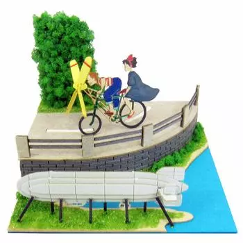 Sankei Studio Ghibli Мини-ведьмина служба доставки Стрекоза и пропеллерный велосипед Немасштабная бумажная поделка MP07-10