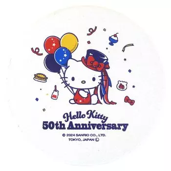 Sanrio 50th Anniversary Hello Kitty Водопоглощающая подставка Керамическая Диаметр 9 см Kitty всегда рядом с вами Товары Разные товары 500526 Hello белый