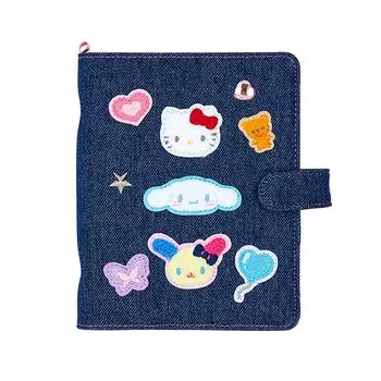Санрио Биндер (Заплатка из денима) Sanrio Characters 6 отверстий A6 блокнот размер хранения карт прозрачный 2 яруса карманы 236420