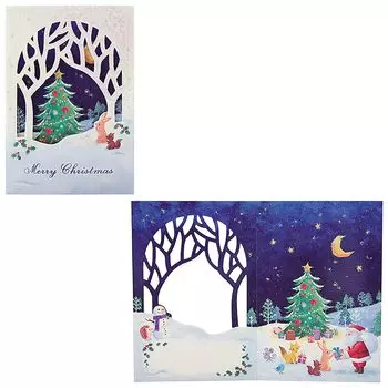 Sanrio Christmas Card Message Card Santa and Animals in the Forest Greeting Card Can be shipped overseas JX SANRIO 522244 8-3