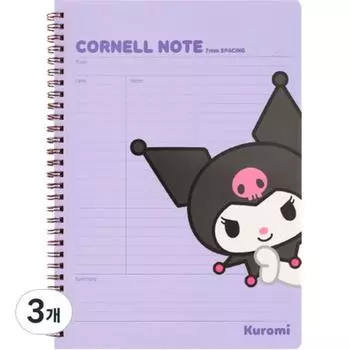 Sanrio Cornell Note Kuromi, Фиолетовый, 3 штуки