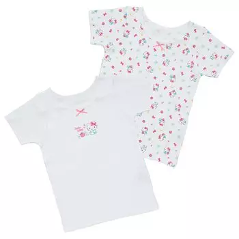 [Sanrio] Детское стеганое белье с коротким рукавом, комплект из 2 предметов Hello Kitty, 100 см, хлопок, с именем, 2 узора для детей 225860