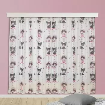 Sanrio Моя Мелодия Куроми УФ трудно увидеть из-за кружева Ширина 100 x 198 Набор Sanrio SANRIO My Washable (САНРИО) & Защита, Снаружи, Штора, см, 2,