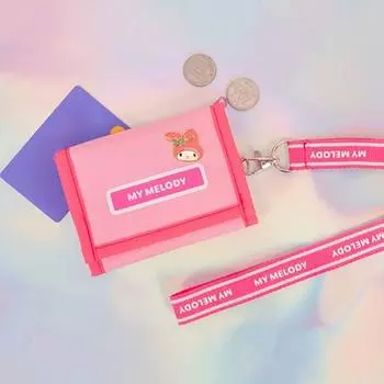 Sanrio My Melody трехуровневый кошелек с ожерельем, женский кошелек для монет, кошелек для карт