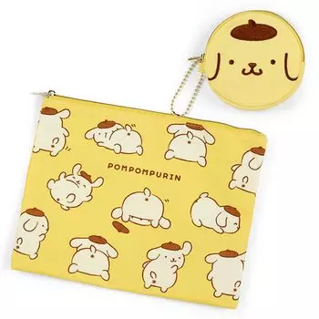 SANRIO Набор из 2 предметов Butt Puri Puri Pudding Pompom Purin Плоский чехол Pudding POMPOMPURIN 19 x 25 x 0,3 см Символ 227404