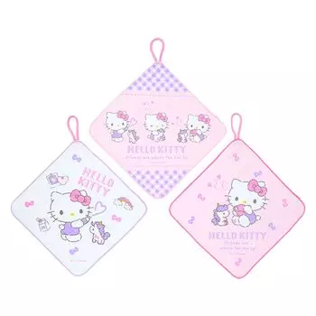 SANRIO Набор из 3 полотенец с петлей Hello Kitty для детей с антибактериальной обработкой и именем Space Nursery School Kindergarten 249483