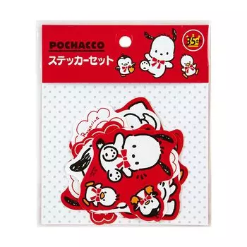 Sanrio Sanrio Pochacco Набор наклеек 35-я годовщина Красная лента Дизайн Печать Pochacco Pochacco Канцелярские товары Наклейка на 35-ю годовщину День рождения