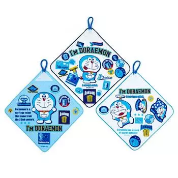 Sanrio Sanrio Полотенце для рук 27 x 27 см Синее хлопковое Дораэмон с петлей Набор из 3 шт. с именем персонажа космоса 043991 SANRIO (САНРИО) приблизительно. 100% синий