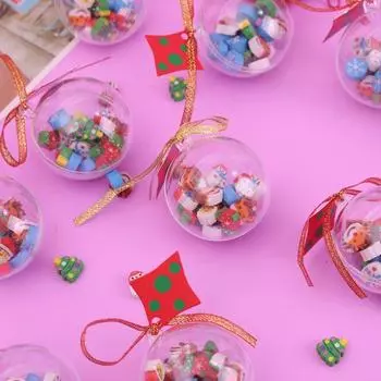 Santa Christmas Eraser Mini Transparent Packaging Ball Cute Pencil Erasers Kids 1 set