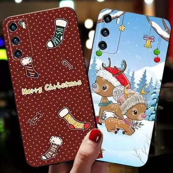 Santa Christmas Stocking Tree Snowman Phone Case For Huawei Psmart Z P40 P10 P30 P50 P20 P9 Pro Plus P8 2022 Nova 8I 8 8SE Cover HUAWEI P7